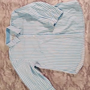 Haband Striped Button Down Blouse Top Coastal Havana Style